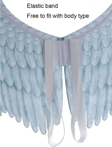 Vista 3 de Himine Alas de ángel de tela no tejida para fiestas festivas adecuadas para hombres y mujeres alas decorativas blanco azul