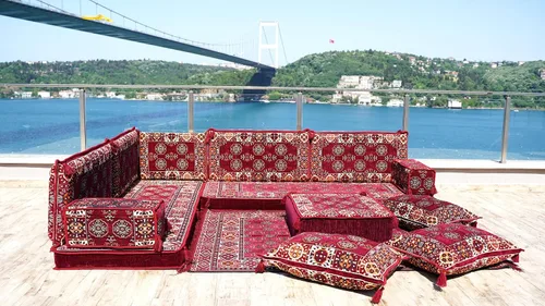 Vista 4 de arabicsofa Juego de Sofá Majlis Árabe de Esquina en Forma de L – Cojín Modular de Piso con Almohadas de Respaldo