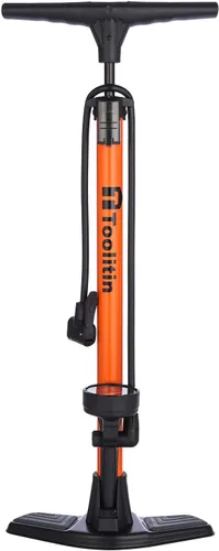 Vista 8 de TOOLITIN Floor Bike Pump with Gauge,High Pressure,Bicycle Pump Compatible with Presta and Schrader Valve,Bike Tire Pump for Road