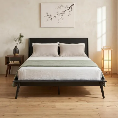 Vista 11 de Merax Queen Size Bamboo Platform Bed Frame with Headboard (Walnut Brown)