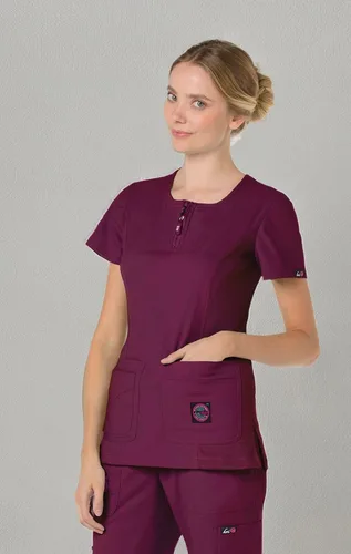 Vista 4 de KOI Lite Serenity - Camisa médica con cuello con cremallera de 4 bolsillos para mujer