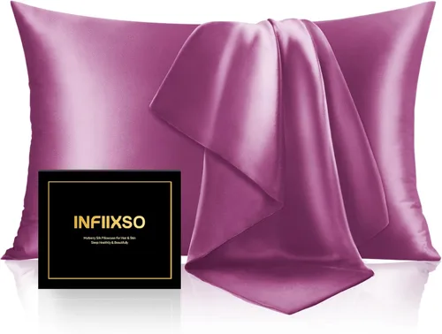 Vista 17 de INFIIXSO Funda de almohada de seda de morera, para cabello y piel, tamaño estándar, cremallera oculta, 20 x 26 pulgadas, suave y refrescante