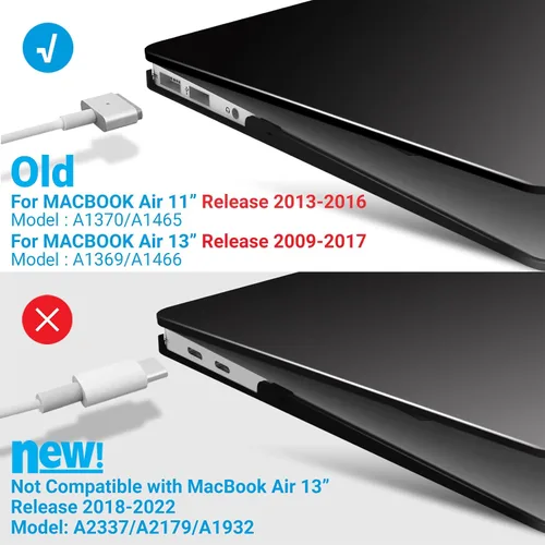 Vista 4 de IBENZER Compatible con la versión antigua MacBook Air de 13 pulgadas (versión 2010-2017). Modelos: A1466 A1369, carcasa rígida, bolsa y cubierta