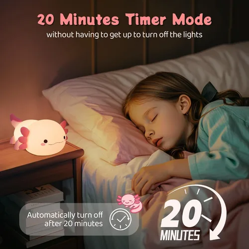 Vista 3 de YuanDian Luz Nocturna de Ajolote, Regalo para Adultos, Adolescentes y Bebés. Decora el Dormitorio de los Niños con Lindas Luces Nocturnas de Ajolote