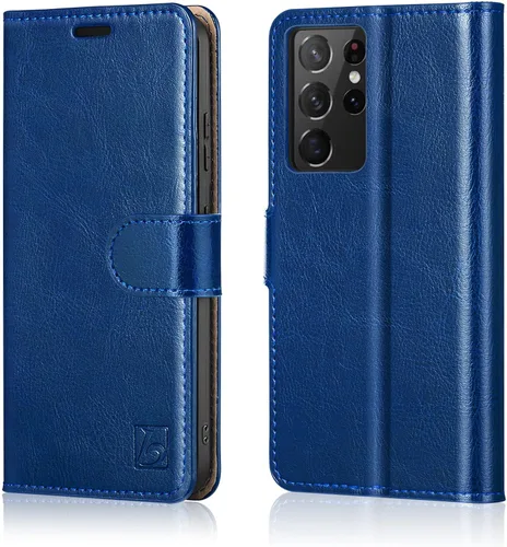 Vista 14 de Belemay Funda tipo cartera para Samsung Galaxy S24 – Funda protectora de piel auténtica con tapa – Tarjeteros con bloqueo RFID – Funda para teléfono