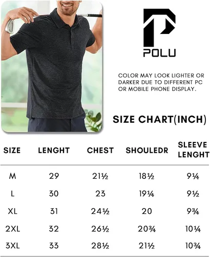 Vista 6 de Polu Polo de golf para hombre, absorbe la humedad, manga corta, casual, cuello de verano