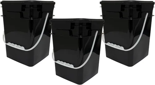 Vista 12 de House Naturals Cubo cuadrado de grado alimenticio de 4 galones con asas de plástico y tapa (paquete de 3) recipientes fabricados en Estados Unidos