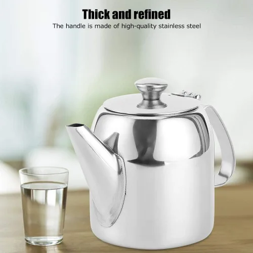 Vista 2 de Tetera de acero inoxidable de 0,5 L, tetera de acero inoxidable, tetera de té, tetera de acero inoxidable, boquilla corta fría para restaurantes