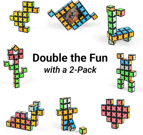 Vista 7 de TOSY - Cubo magnético de 2 x 2 – 8 bloques, juguete 2 en 1: cubo de rompecabezas de 2 x 2 x 2 y cubo infinito personalizable, linterna brillante