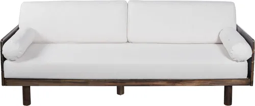 Vista 5 de Christopher Knight Home Sofá de patio de madera de acacia para exteriores, sofá de 3 asientos para exteriores con cojines y almohadas extraíbles