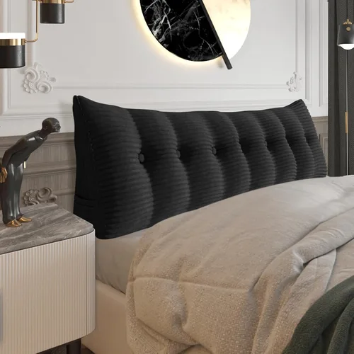 Vista 9 de Almohada de cabecera gruesa totalmente rellena tamaño Queen, cabecera acolchada suave y firme, soporte grande, triangular, almohada de cuña