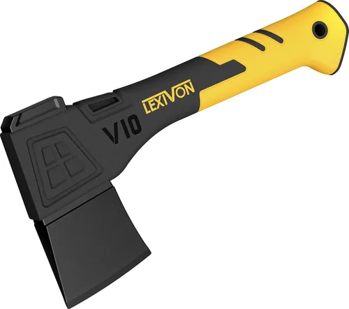 Vista 8 de LEXIVON V-ONE - Hacha de supervivencia de 9.5" Mango de agarre ergonómico de bi-material, hacha ligera de tang completo Hoja de acabado