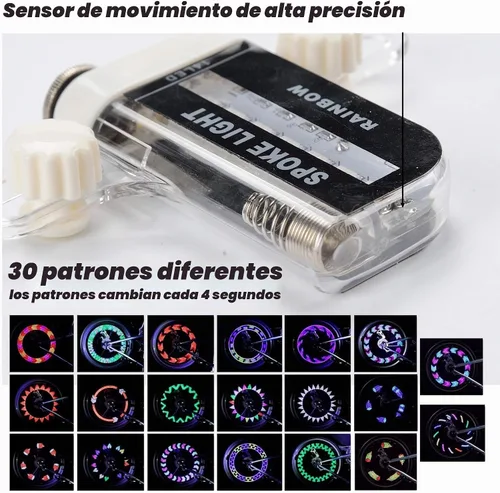 Vista 3 de DAWAY Luces LED para ruedas de bicicleta - A12 Luz impermeable genial para neumáticos de bicicleta, luces de radios de seguridad para niños, niñas