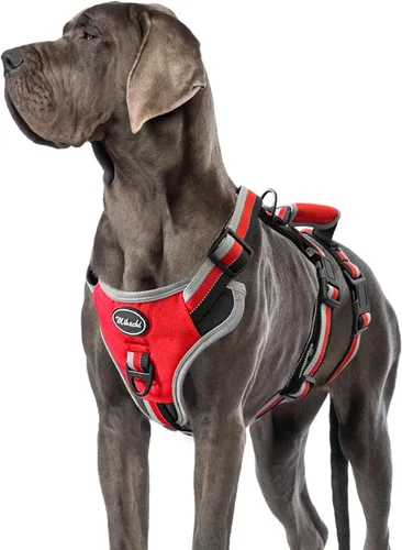 Vista 11 de Mihachi Arnés para perro a prueba de escapes, arnés para perro sin tirones con asa, suave acolchado reflectante y ajustable de cuerpo completo