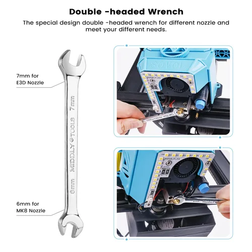 Vista 5 de Kit de herramientas de impresora 3D Sovol, 13 piezas de accesorios para impresora 3D con herramienta de limpieza de boquilla extrusora de tamaño L