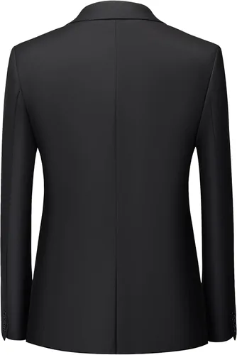 Vista 3 de KUDORO Trajes de doble botonadura para hombre, traje de esmoquin de 2 Negro