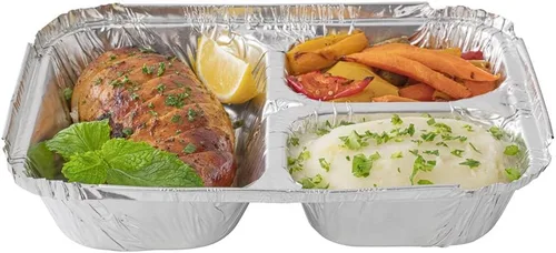 Vista 9 de Restaurantware Foil Lux - Recipientes de aluminio para alimentos de 23 onzas, 100 bandejas rectangulares de aluminio, tapas se venden por separado