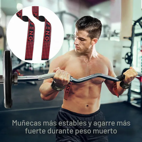 Vista 3 de Correas de levantamiento de pesas con anillos en D para cable de gimnasio, soporte de muñeca antideslizante, correas de levantamiento de pesas