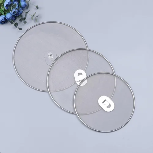 Vista 4 de Juego de 3 pantallas de acero inoxidable para salpicaduras de aceite, cubierta de grasa de malla fina para sartén y protección de estufa