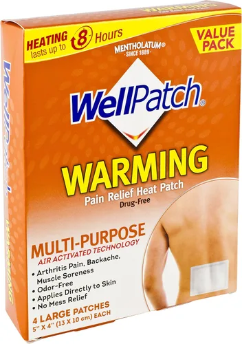Vista 2 de WellPatch Parche térmico para aliviar el dolor, 4 parches grandes, 5 x 4 pulgadas (5.1 x 3.9 in) cada uno