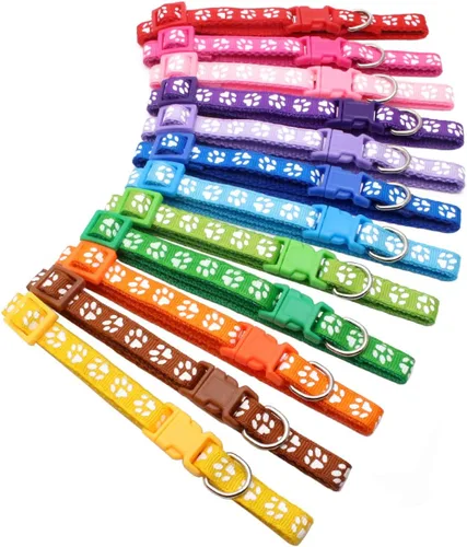 Vista 10 de YOY Juego de 12 collares de identificación de nailon suave para cachorros, ajustables, reutilizables, lavables, bandas de identificación de mascotas