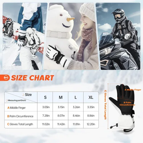 Vista 6 de ThxToms Guantes de esquí para hombres y mujeres, guantes de invierno impermeables 3M Thinsulate guantes cálidos unisex para pantalla táctil, guantes