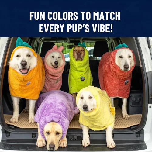 Vista 5 de DERPYCHAPPY Bata de Toalla Premium para Perros y Albornoz para Perros para Secar Perros Hecho en Corea Toalla de Baño de Microfibra Súper