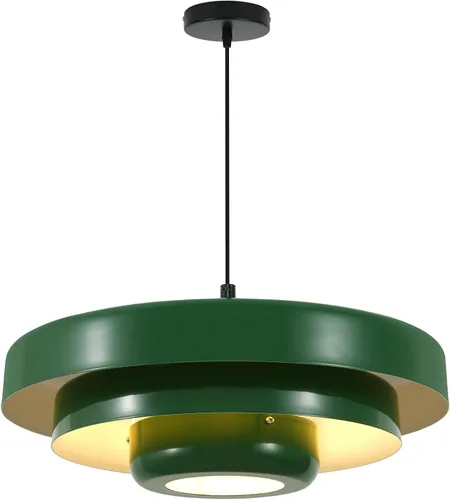 Vista 8 de Lámpara colgante industrial de 13.8 pulgadas, 2 paquetes, lámpara colgante de metal vintage para isla de cocina, lámpara colgante moderna