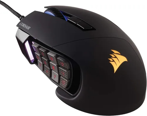 Vista 9 de Corsair Scimitar RGB Elite, MOBAMMO Mouse para juegos, negro, LED RGB retroiluminado, 18000 DPI, óptico