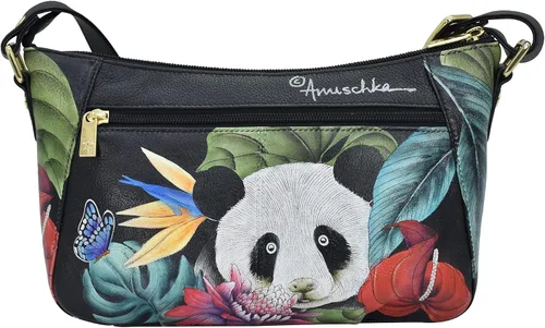 Vista 2 de Anuschka - Hobo para mujer, piel auténtica, pintado a mano, exterior