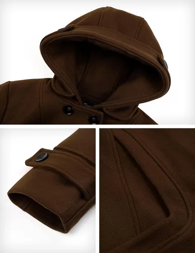 Vista 4 de Tanming Abrigo o chaqueta cálida de lana cruzado para mujer, con capucha