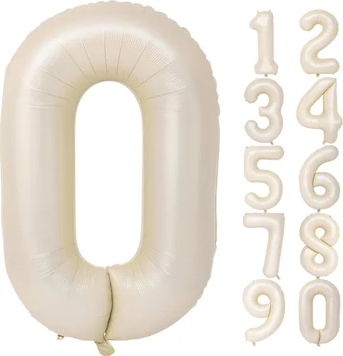 Vista 103 de Globos gigantes de números negros de 40 pulgadas, globos de aluminio de Mylar con helio para cumpleaños, globo número 0 para decoración de fiestas