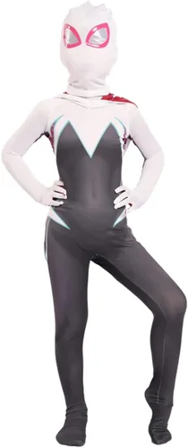 Vista 5 de KETLYA Disfraz de superhéroe fantasma para niñas disfraz de Halloween y cosplay con capa juego completo