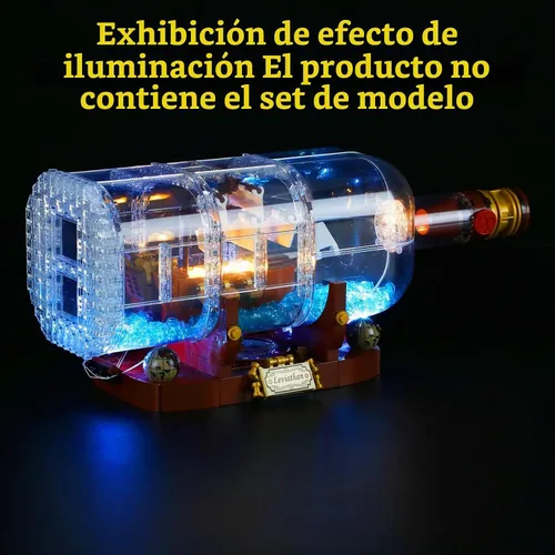 Vista 5 de GEAMENT Kit de luces LED (control remoto) compatible con LEGO Ship in a Bottle - Juego de iluminación para ideas 21313