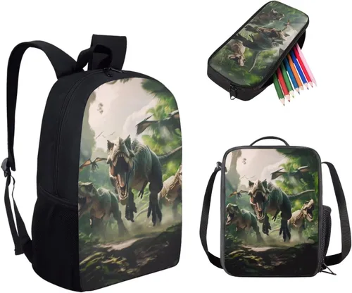 Vista 67 de HUGS IDEA Juego de 3 bolsas escolares con aislamiento térmico para el almuerzo, estuche para lápices