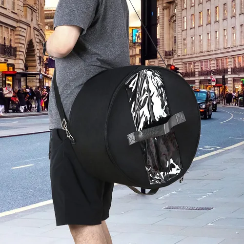 Vista 9 de LITLANDSTAR Organizador para mujeres y hombres, caja de almacenamiento redonda, contenedor de fieltro portátil, plegable, con tapa a prueba de Negro
