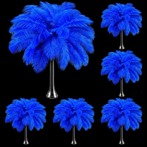 Vista 7 de Berlune 150 plumas de avestruz grandes a granel de 12-14 pulgadas (11.8-13.8 in), plumas de avestruz naturales para manualidades, manualidades, Negro