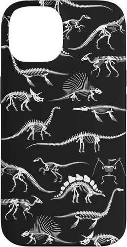 Vista 4 de Funda para iPhone 17 con diseño de huesos de dinosaurio fosilizado con animales prehistóricos