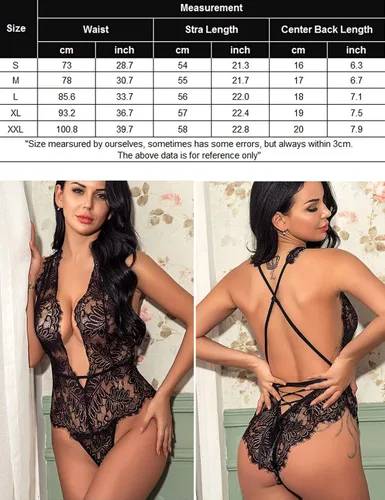 Vista 6 de Avidlove - Bodybaby doll de encaje de una pieza para mujer, con escote en V profundo Lencería sexy