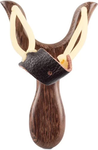 Vista 4 de BASUNE Slingshot - Tirachinas de caza de madera con mango ergonómico, juego de caza profesional, incluye aproximadamente 100 bolas de arcilla