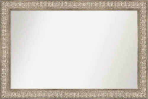 Vista 380 de Amanti Art Espejo de baño plateado para sobre fregadero, 26 x 26 pulgadas, espejo cuadrado de níquel pulido, marco de madera tradicional mediano, se