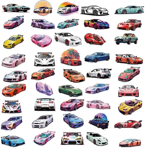 Vista 5 de 200 calcomanías JDM Racing Cars – Impermeable para laptop, botellas, monopatín, guitarra, casco