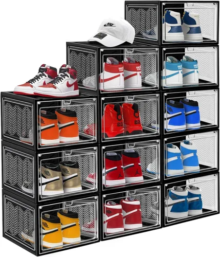 Vista 8 de Cajas de zapatos para zapatos, organizador de zapatos para armario, cajas de almacenamiento de zapatos, cajas de zapatos transparentes, cajas