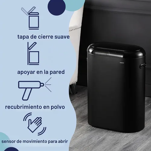 Vista 3 de happimess Bote de basura ovalado con sensor de movimiento de 13.2 galones