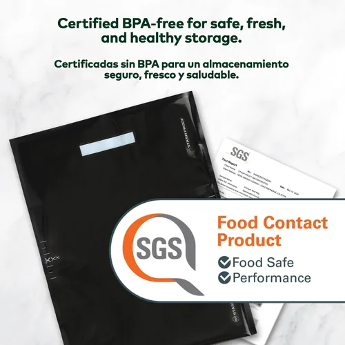 Vista 4 de Bolsas de sellado al vacío de 15 x 20 pulgadas (50 unidades) de 5.5 mil (negro y negro) – Sin BPA de grado comercial para almacenamiento, bolsa