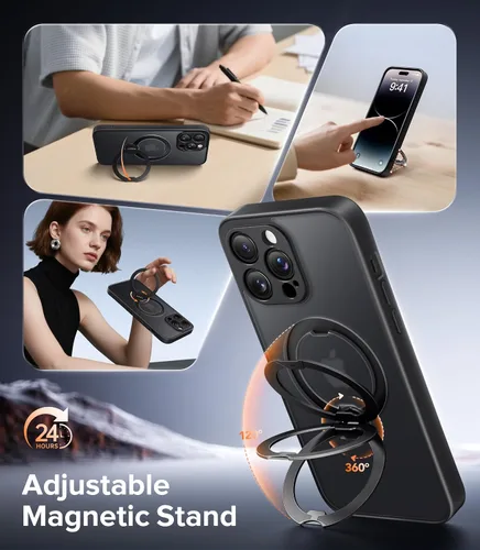 Vista 3 de Funda magnética mejorada para iPhone 14 Pro, soporte irrompible y magnético, protección de grado militar, funda para teléfono compatible