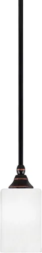 Vista 86 de Toltec Lighting Tallo Colgado Mini colgante, acabado de cobre negro, 3.5" cuadrado humo burbuja vidrio