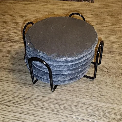 Vista 6 de FUNSUEI 10 posavasos de metal de hierro negro, soporte redondo de 4 pulgadas, portavasos de metal, soporte de almacenamiento cuadrado de 3.9