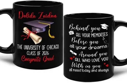 Vista 9 de Ever A Global Pandemic Couldn't Stop Me Taza de café de regalo para amigos graduados, taza de café negra de graduación personalizada con nombre