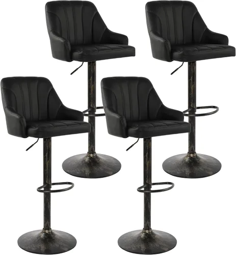 Vista 15 de LSSPAID Juego de 2 taburetes de bar, taburetes de bar giratorios de altura de mostrador ajustable con respaldo y brazos, sillas de bar